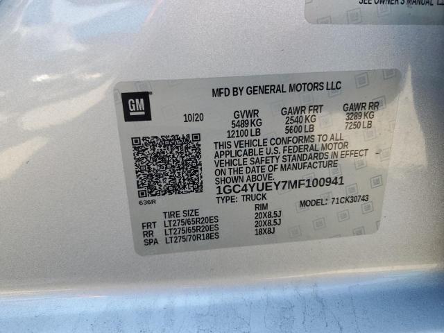 2021 CHEVROLET SILVERADO - 1GC4YUEY7MF100941