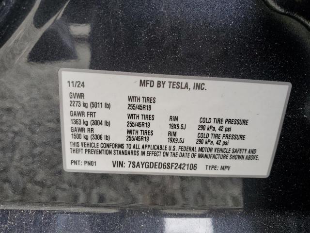2025 TESLA MODEL Y 7SAYGDED6SF242106