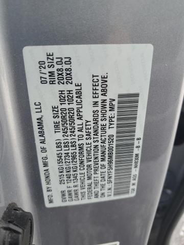 2021 HONDA PILOT TOUR - 5FNYF5H96MB001520