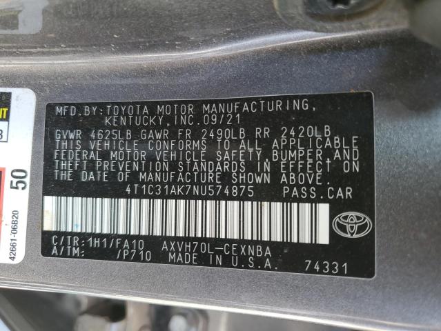 2022 TOYOTA CAMRY LE - 4T1C31AK7NU574875