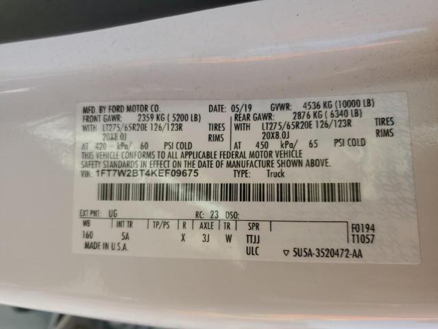 2019 FORD F250 SUPER - 1FT7W2BT4KEF09675