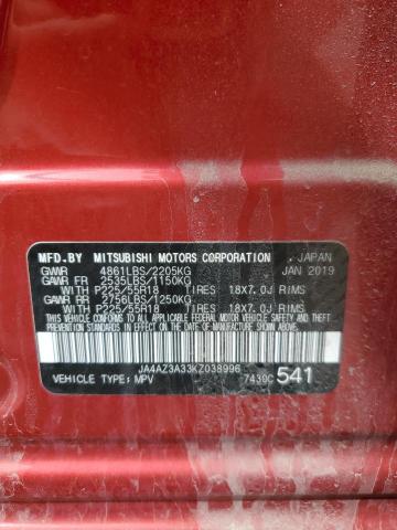 2019 MITSUBISHI OUTLANDER JA4AZ3A33KZ038996