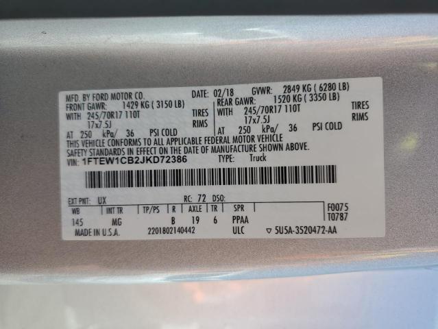 2018 FORD F150 SUPER - 1FTEW1CB2JKD72386