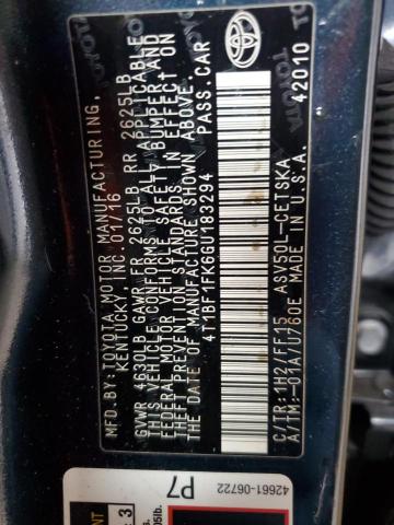 2016 TOYOTA CAMRY LE - 4T1BF1FK6GU183294
