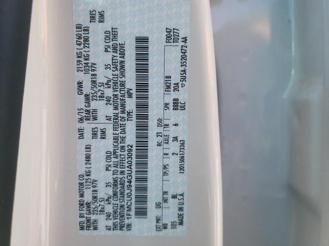 2016 FORD ESCAPE TIT - 1FMCU0J94GUA03092