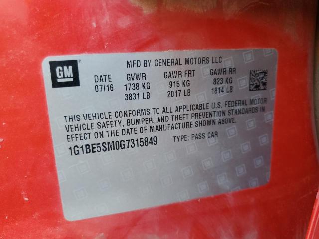 2016 CHEVROLET CRUZE LT - 1G1BE5SM0G7315849