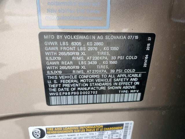 2016 VOLKSWAGEN TOUAREG TD WVGEP9BP9GD002702