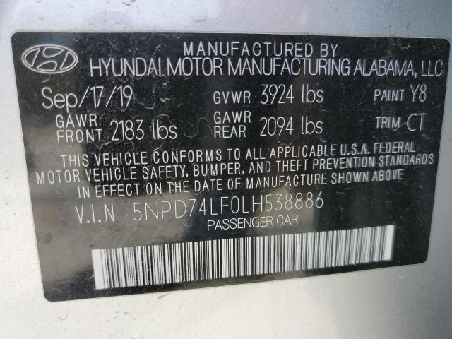 2020 HYUNDAI ELANTRA SE 5NPD74LF0LH538886