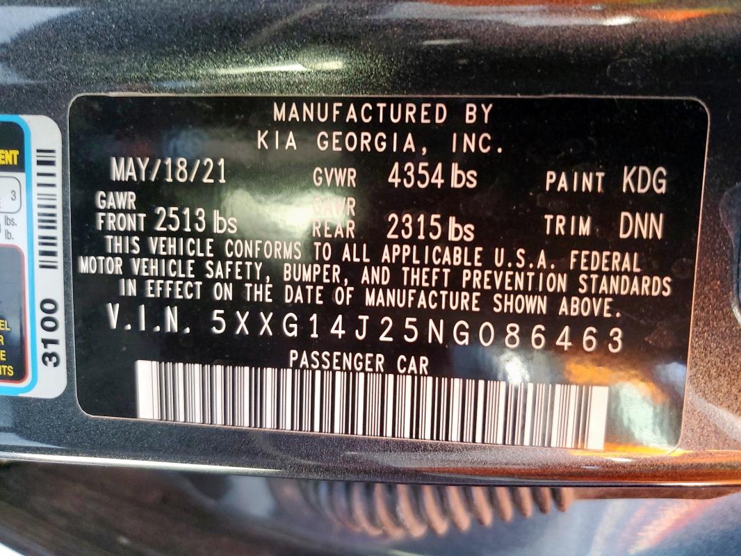 2022 KIA K5 LXS - 5XXG14J25NG086463