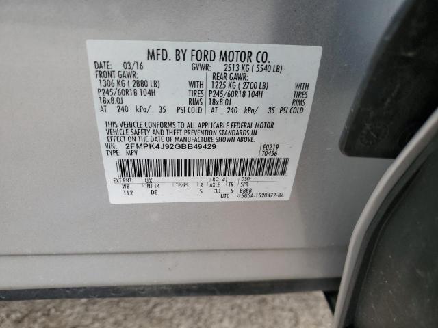 2016 FORD EDGE SEL - 2FMPK4J92GBB49429