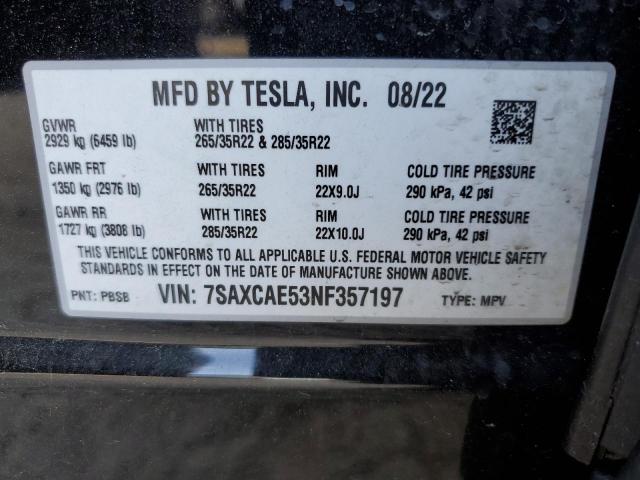 2022 TESLA MODEL X - 7SAXCAE53NF357197