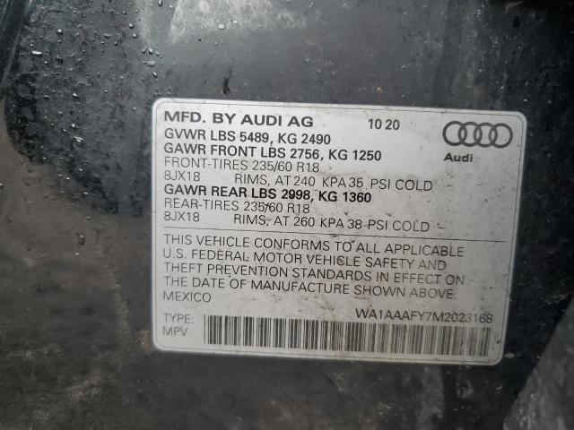 2021 AUDI Q5 PREMIUM WA1AAAFY7M2023168