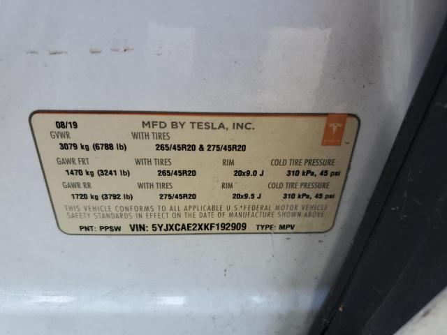2019 TESLA MODEL X - 5YJXCAE2XKF192909