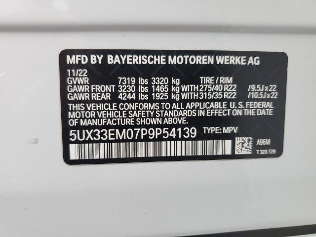 2023 BMW X7 M60I 5UX33EM07P9P54139