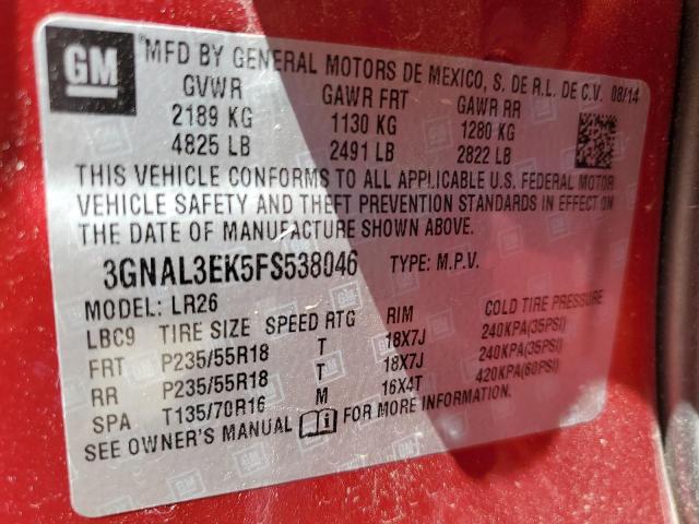 2015 CHEVROLET CAPTIVA LT - 3GNAL3EK5FS538046