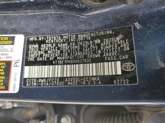 2017 TOYOTA CAMRY LE - 4T1BF1FK6HU627632