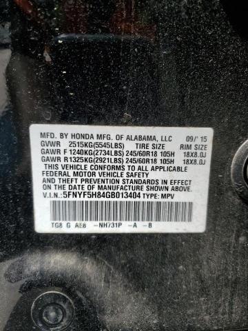 2016 HONDA PILOT EXL - 5FNYF5H84GB013404