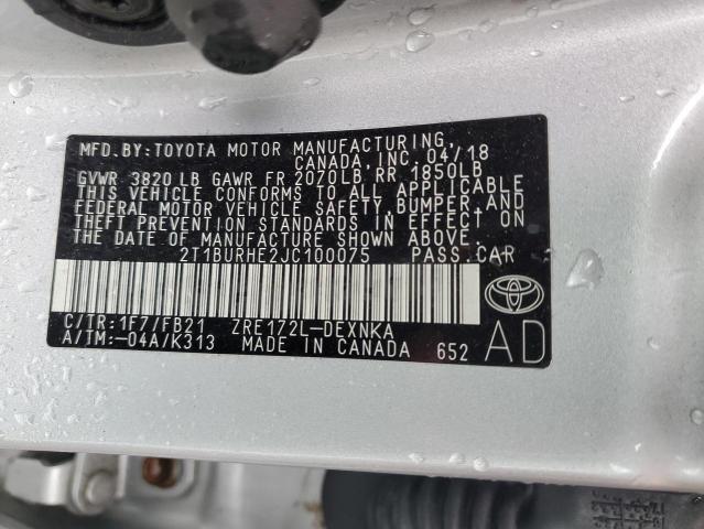 2018 TOYOTA COROLLA L - 2T1BURHE2JC100075
