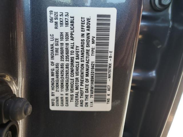 2019 HONDA CR-V EXL - 7FARW1H89KE019421