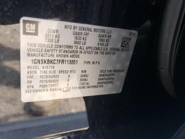 2015 CHEVROLET TAHOE K150 - 1GNSKBKC7FR113851