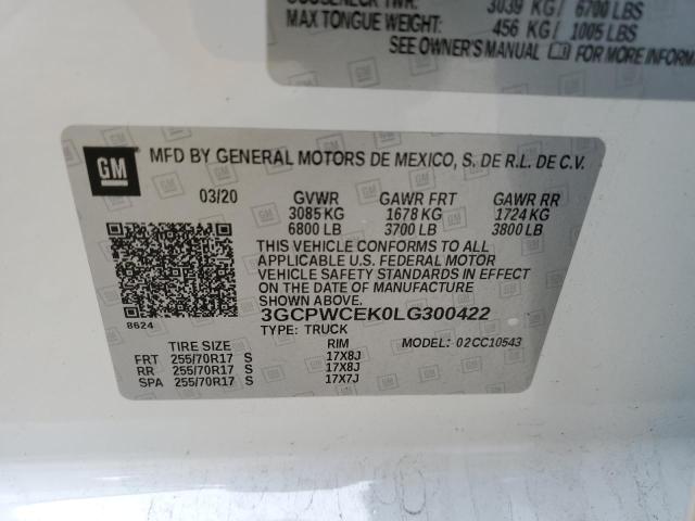 2020 CHEVROLET SILVERADO - 3GCPWCEK0LG300422