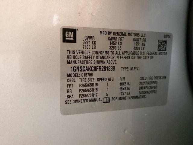 2015 CHEVROLET TAHOE C150 - 1GNSCAKC0FR281838