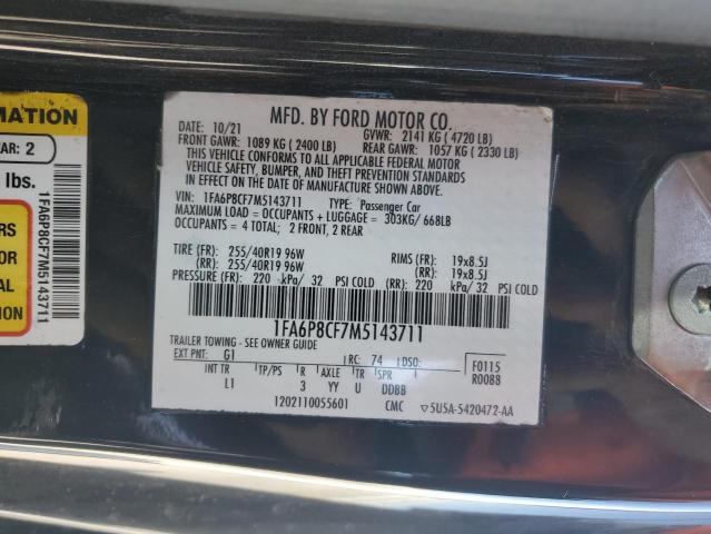 2021 FORD MUSTANG GT - 1FA6P8CF7M5143711