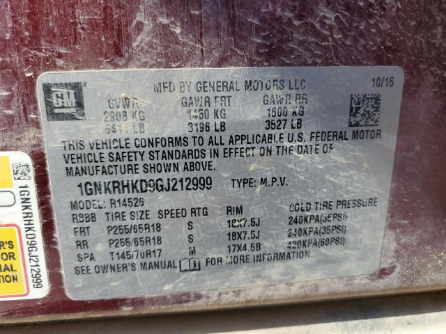 2016 CHEVROLET TRAVERSE L - 1GNKRHKD9GJ212999