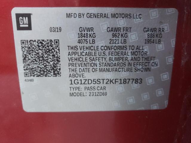 2019 CHEVROLET MALIBU LT 1G1ZD5ST2KF187783