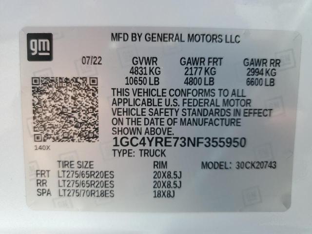 2022 CHEVROLET SILVERADO - 1GC4YRE73NF355950