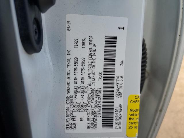 2020 TOYOTA TUNDRA CRE - 5TFAY5F10LX881014