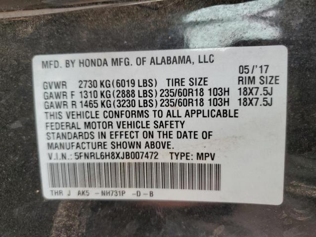 2018 HONDA ODYSSEY TO - 5FNRL6H8XJB007472