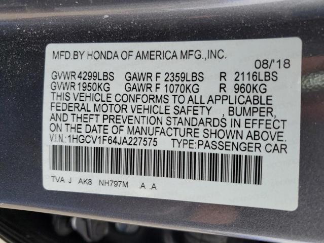2018 HONDA ACCORD EXL - 1HGCV1F64JA227575