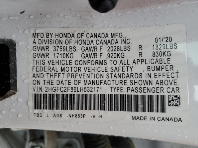 2020 HONDA CIVIC SPOR - 2HGFC2F86LH532171