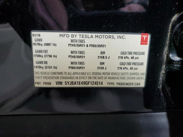 2016 TESLA MODEL S - 5YJSA1E49GF124514