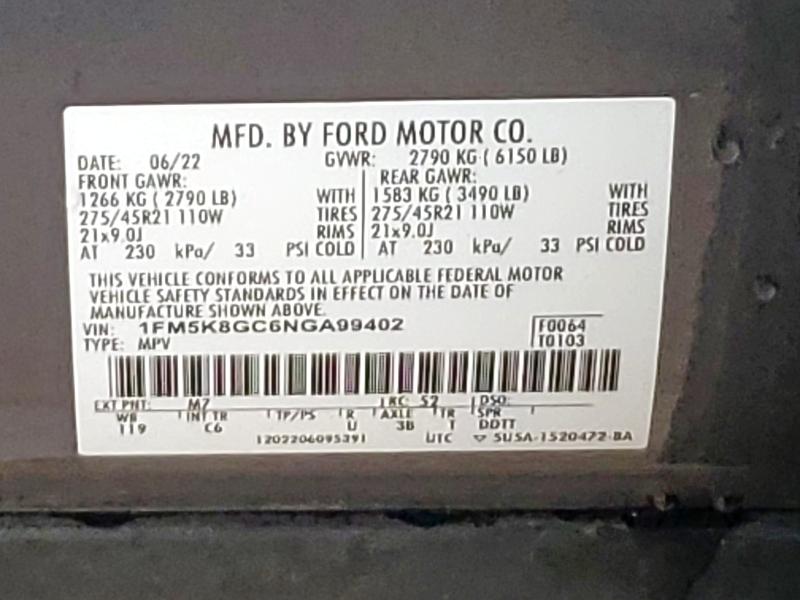 2022 FORD EXPLORER S 1FM5K8GC6NGA99402