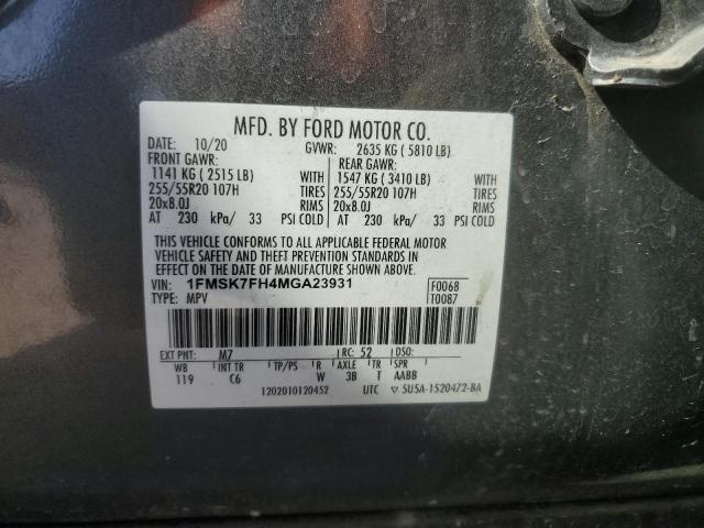 2021 FORD EXPLORER L - 1FMSK7FH4MGA23931