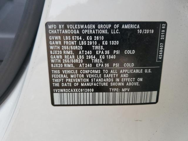 2019 VOLKSWAGEN ATLAS SE - 1V2WR2CAXKC612609