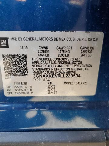2020 CHEVROLET EQUINOX LT - 3GNAXKEV0LL229504