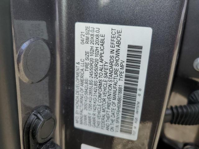 2021 HONDA PILOT TOUR - 5FNYF6H60MB078881