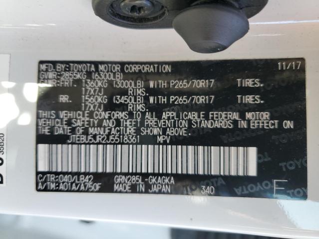 2018 TOYOTA 4RUNNER SR - JTEBU5JR2J5518361