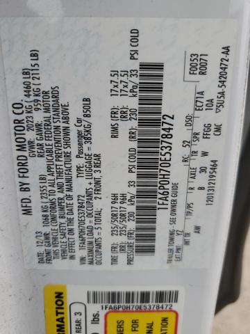 1FA6P0H70E5378472 2014 FORD FUSION