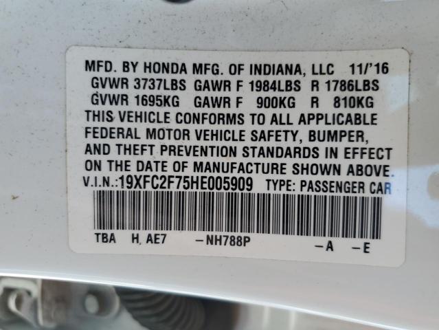 2017 HONDA CIVIC EX - 19XFC2F75HE005909