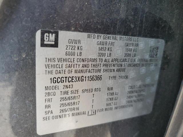 2016 CHEVROLET COLORADO L - 1GCGTCE3XG1156366