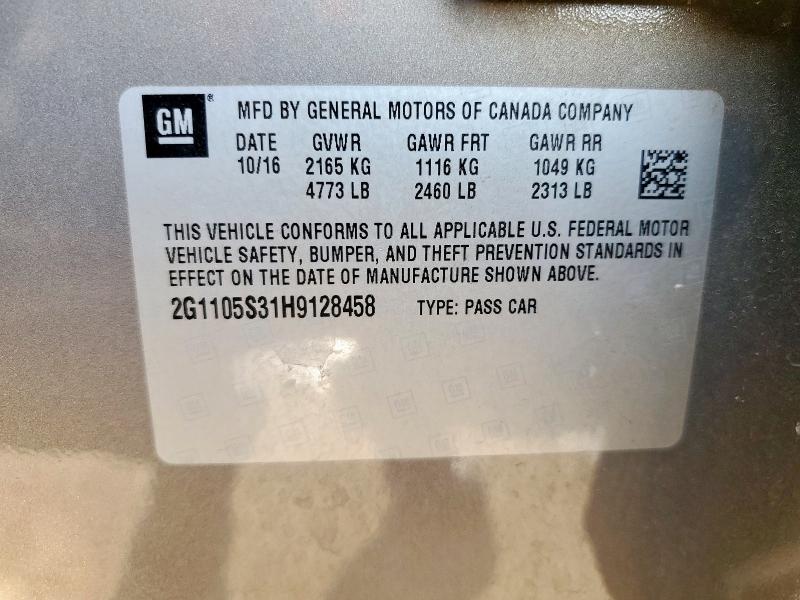 2017 CHEVROLET IMPALA LT - 2G1105S31H9128458
