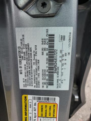 2020 FORD FUSION SEL 3FA6P0CD4LR117272