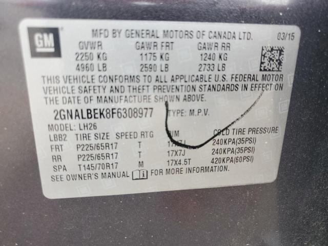2015 CHEVROLET EQUINOX LT 2GNALBEK8F6308977