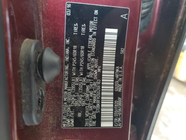 2016 TOYOTA HIGHLANDER - 5TDBKRFH2GS266163