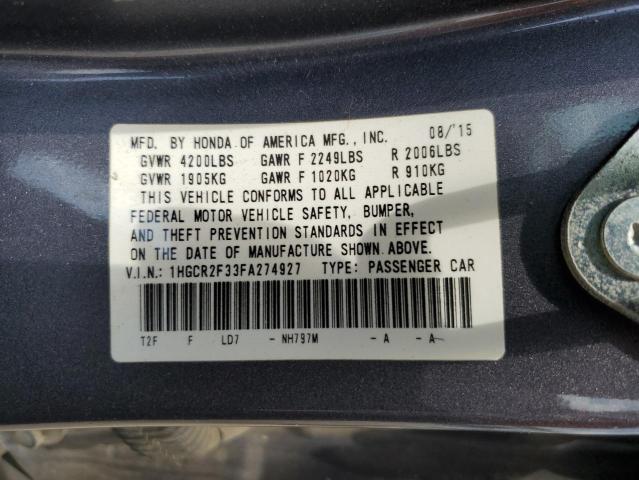 2015 HONDA ACCORD LX - 1HGCR2F33FA274927