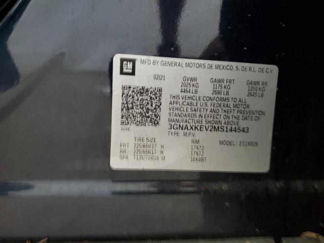 2021 CHEVROLET EQUINOX LT - 3GNAXKEV2MS144543
